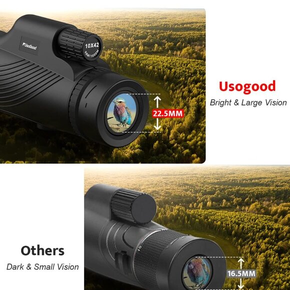 Black OLIMT 10x42 Handheld Portable Monocular Telescope with Case - Picture 2 of 12